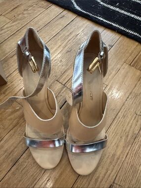 Rebecca minkoff Metallic Silver Ankle-Strap Women's Sandals